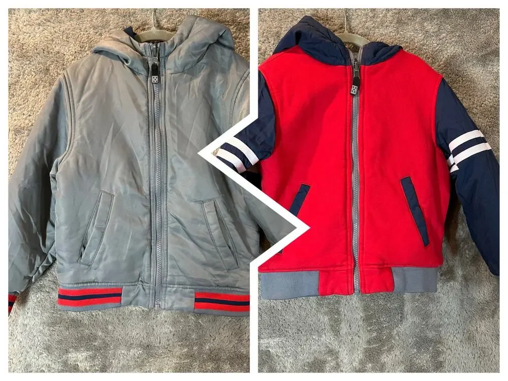 Reversible Insulated Rain Jacket Hoodie Sporty Boys XS 4 5 4T 5T Wonder Nation